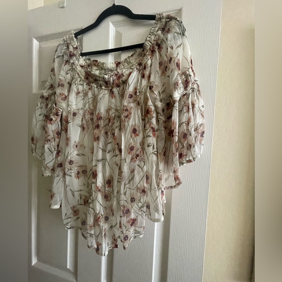Lucky Brand Floral Off Shoulder Blouse - Size Medium - Picture 1 of 7